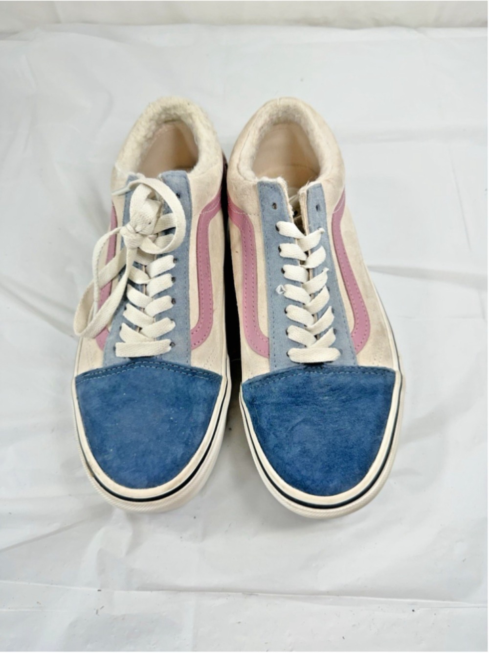 VANS Old Skool Sneakers Stackform Low Suede Sherpa White Blue size 8 - Picture 8 of 16